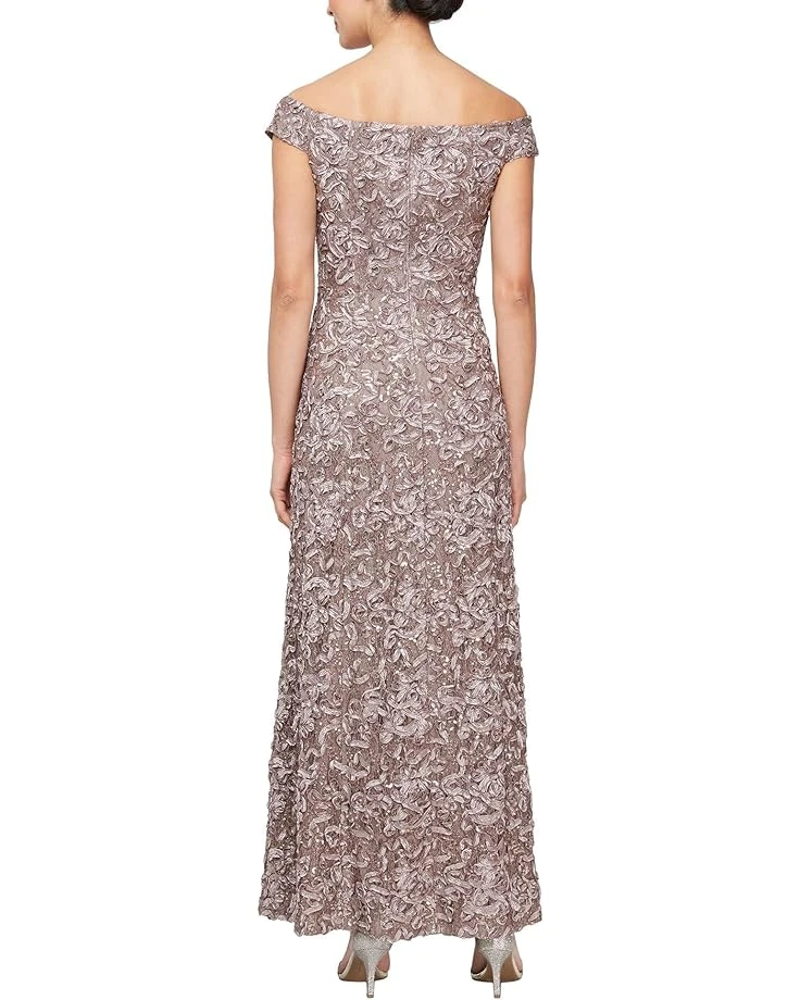 Alex Evenings Long Soutache Lace off the Shoulder | Dresses 2 Alex Evenings Long Soutache Lace off the Shoulder | Dresses - Image 2