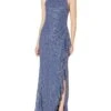 Alex Evenings Long Sleeveless Dress with Cascade Ruffle Detail and Front Slit | Dresses