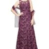Alex Evenings Long Embroidered Gown with Sweetheart Illusion Neckline and Chiffon Shawl | Dresses